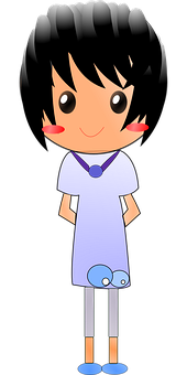 Animated Girl Characterin Blue Dress PNG image
