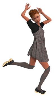 Animated Girl Dancing Pose PNG image