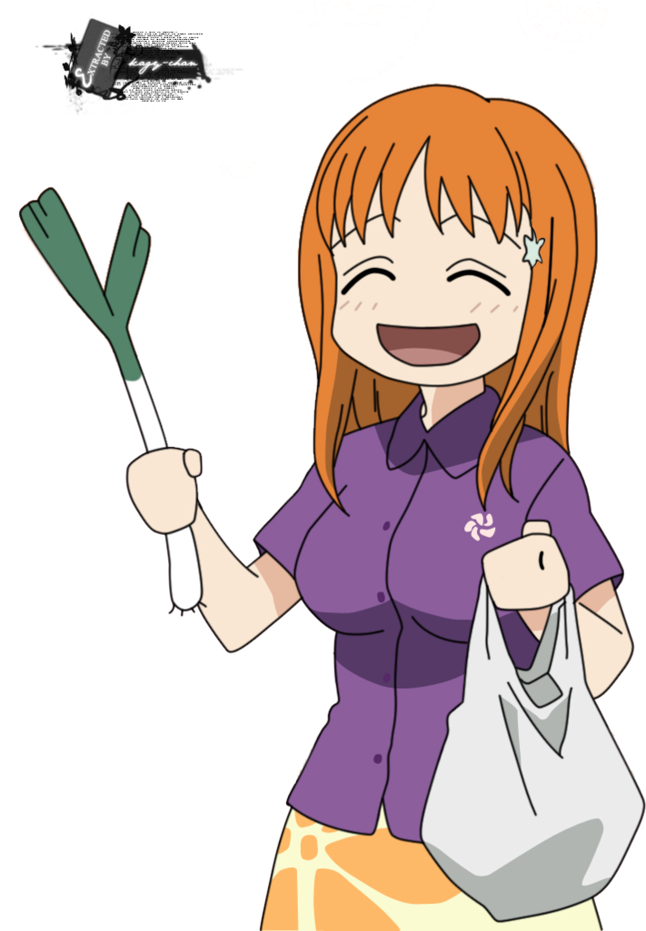 Animated Girl Holding Leek PNG image