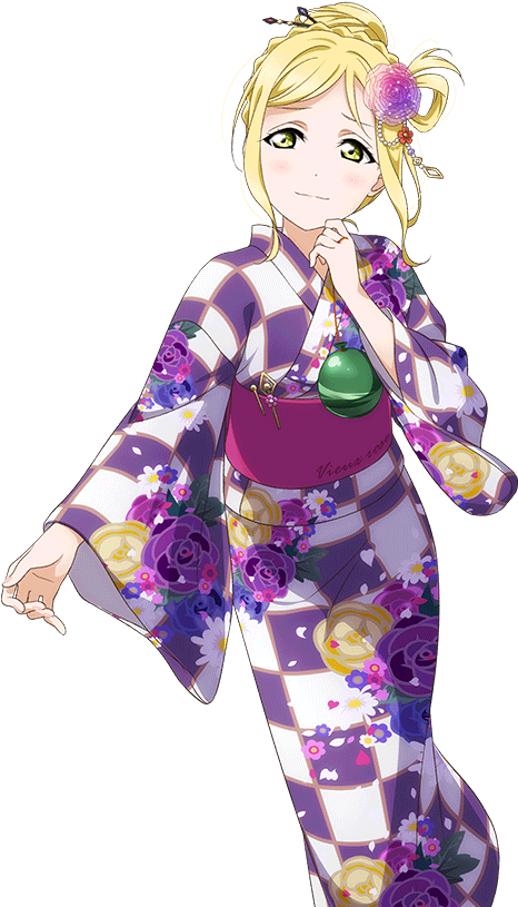 Animated Girl In Floral Kimono PNG image