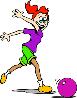 Animated Girl Playing Bowling PNG image