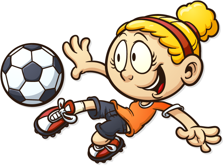 Animated Girl Playing Soccer PNG image