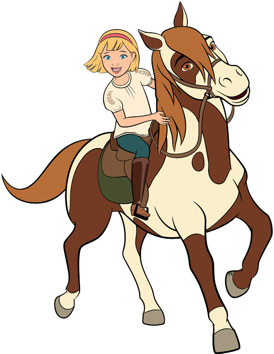 Animated Girl Riding Horse PNG image