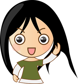 Animated Girl Waving Cute Cartoon PNG image