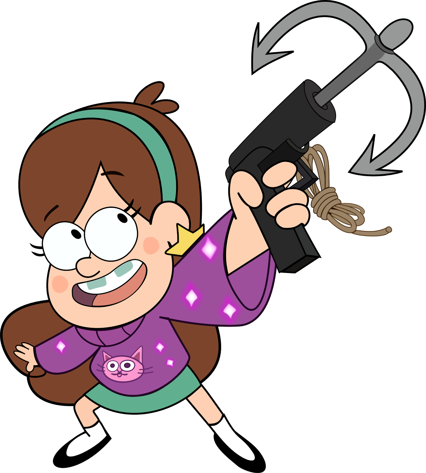 Animated Girl With Grapple Gun PNG image