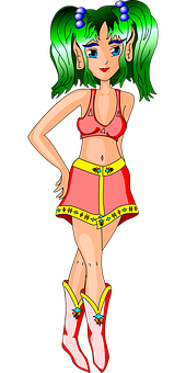 Animated Girlin Red Outfit PNG image