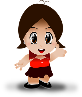 Animated Girlin Redand Brown Outfit PNG image