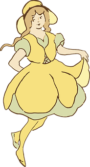 Animated Girlin Yellow Dress PNG image