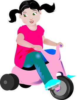 Animated Girlon Tricycle PNG image