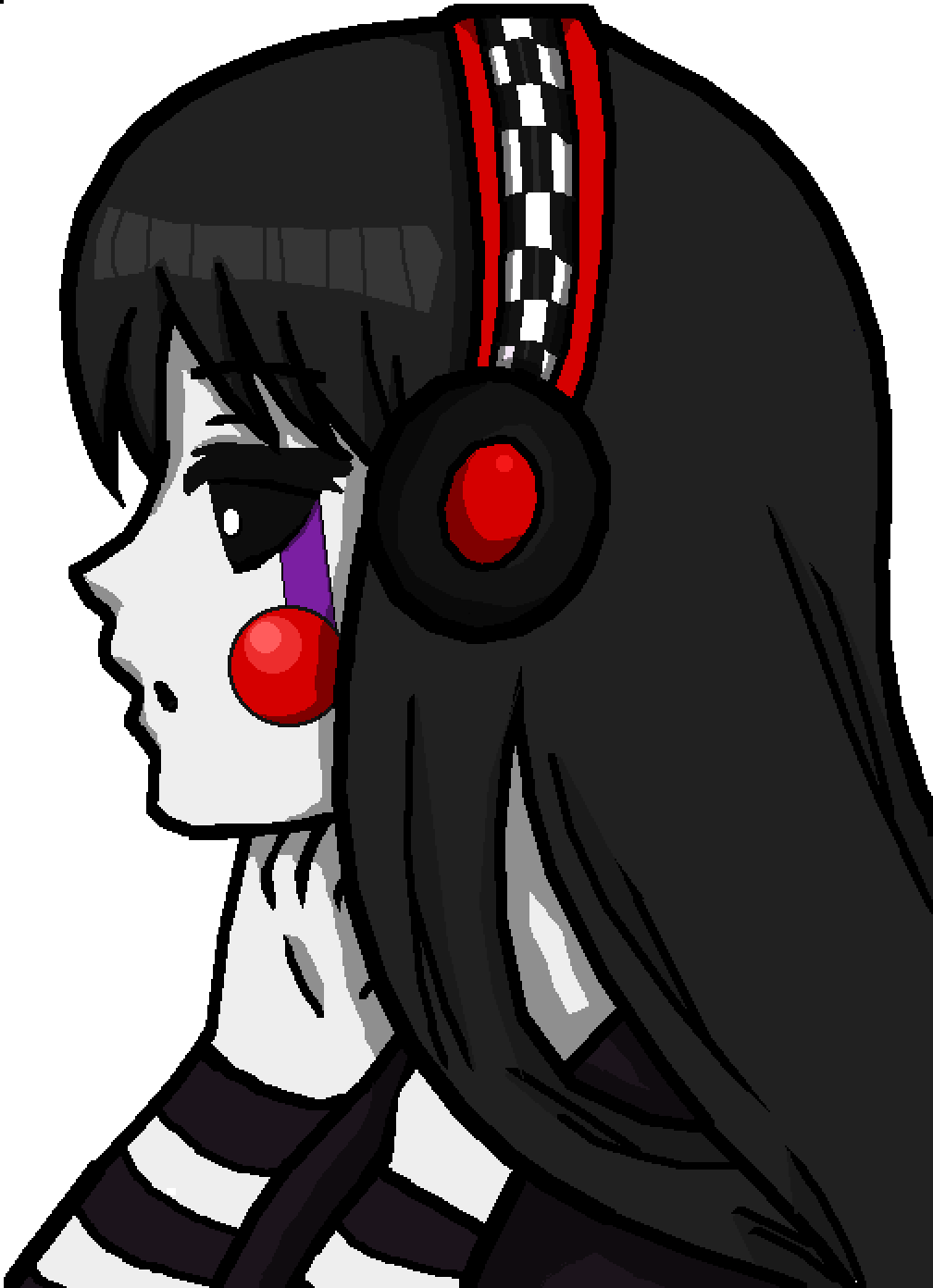 Animated Girlwith Headphonesand Striped Shirt PNG image