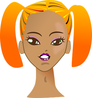 Animated Girlwith Orange Pigtails PNG image