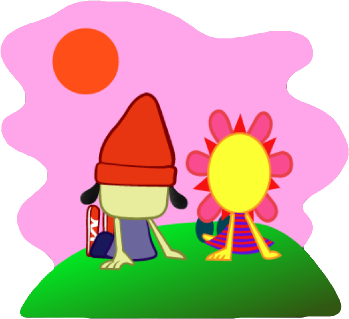 Animated Gnomeand Flower Characters PNG image