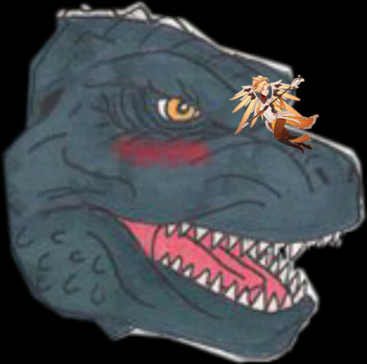 Animated Godzillaand Character Crossover PNG image