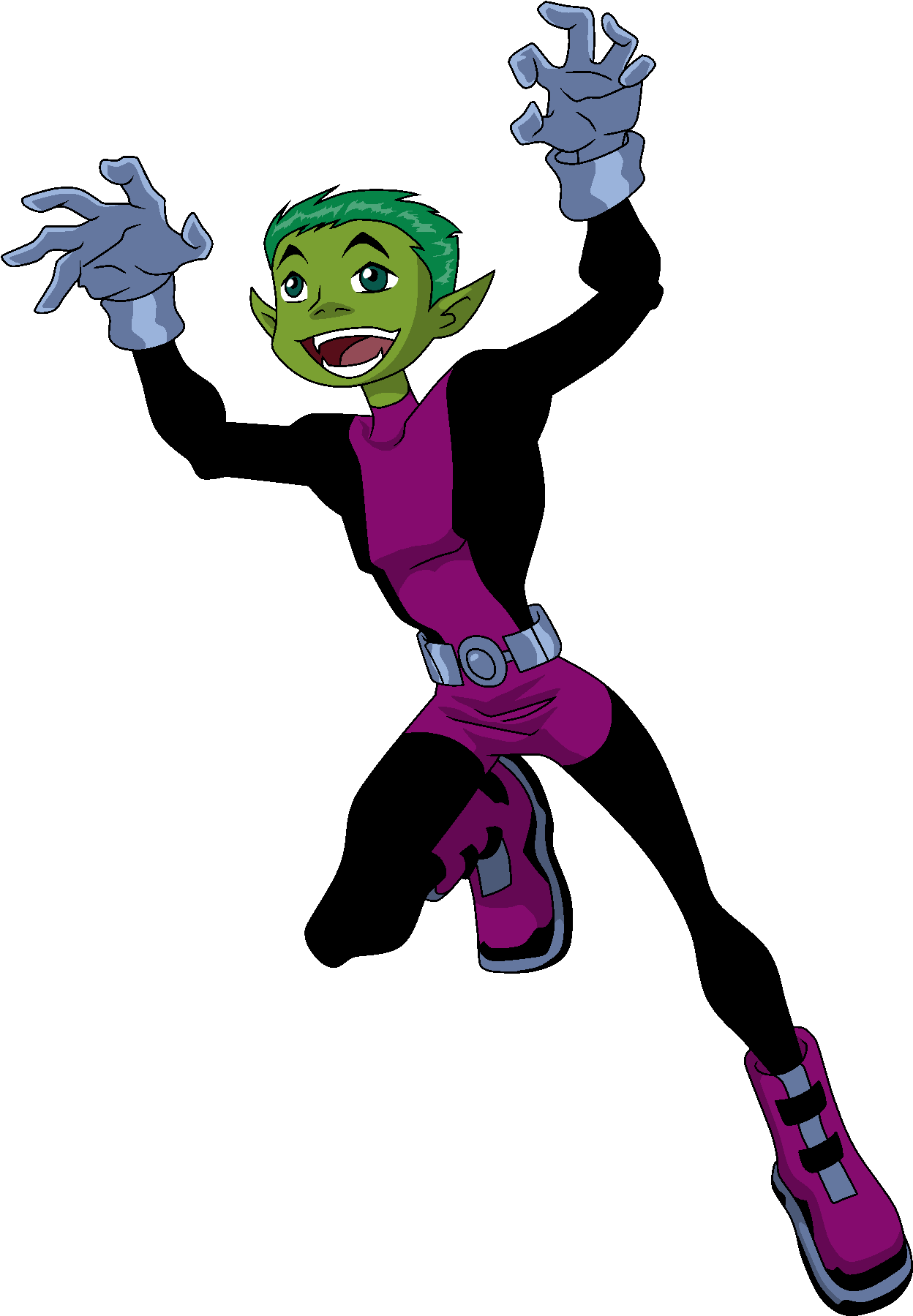 Animated Green Elf Character Joyful Pose PNG image