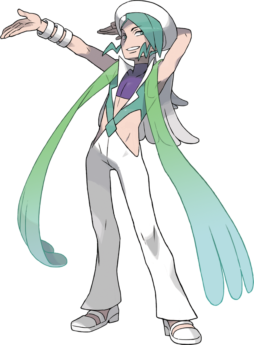Animated Green Haired Character Pose PNG image