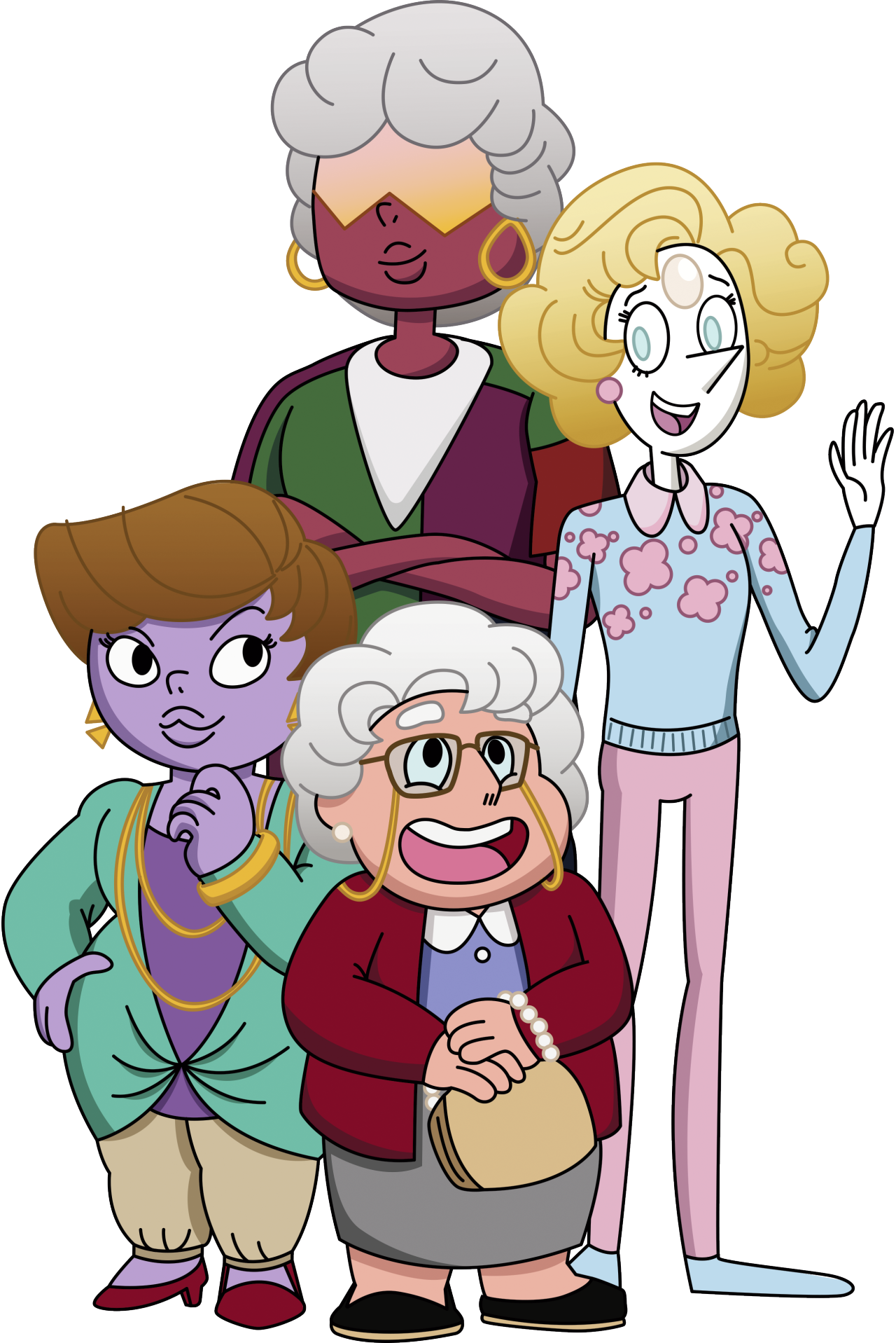 Animated Groupof Four Characters PNG image