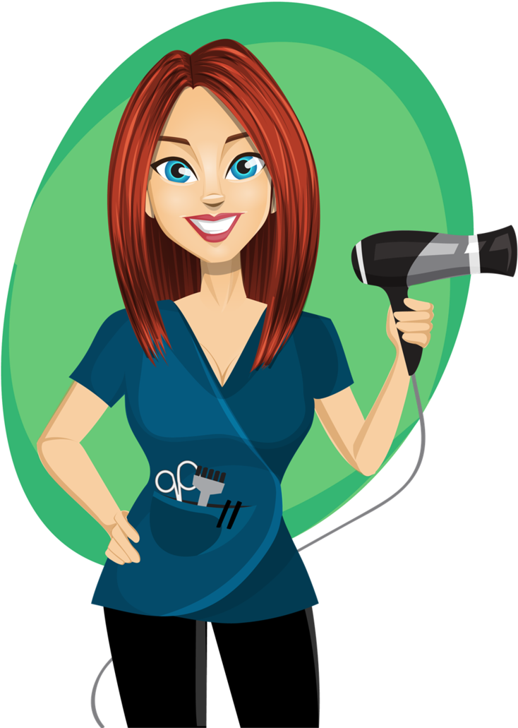Animated Hair Stylist With Tools PNG image