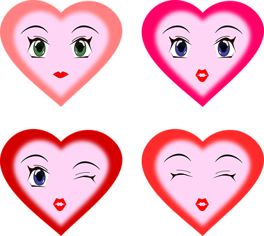 Animated Hearts With Faces PNG image