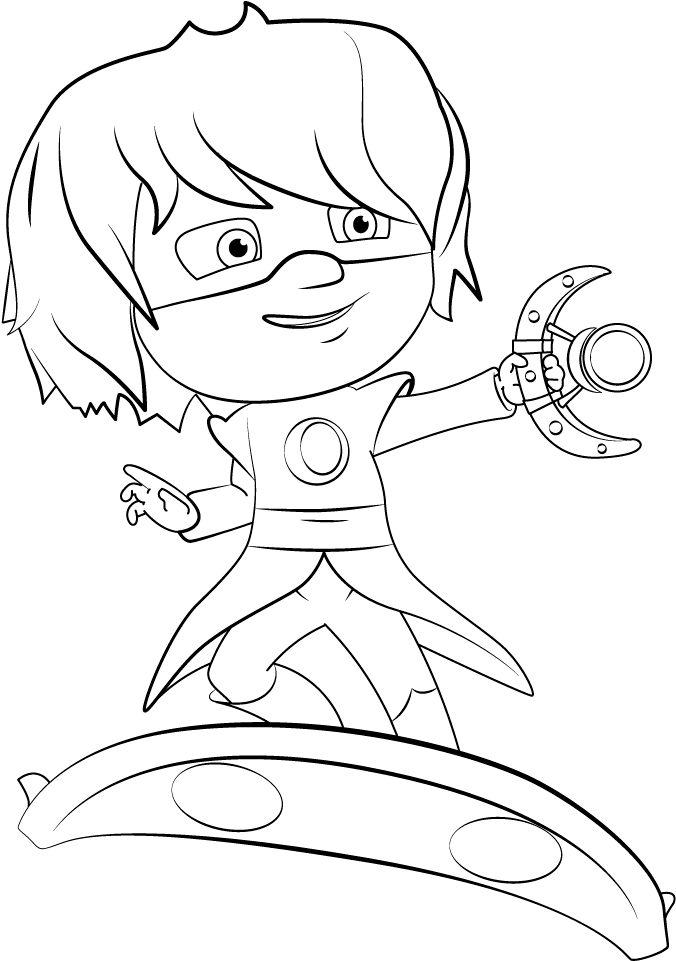 Animated Hero Boy Coloring Page PNG image
