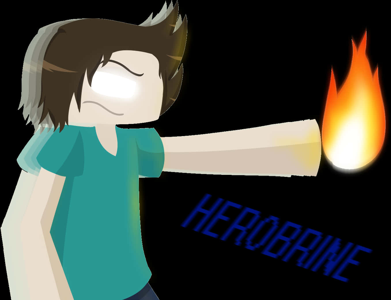 Animated Herobrine Fire Power PNG image