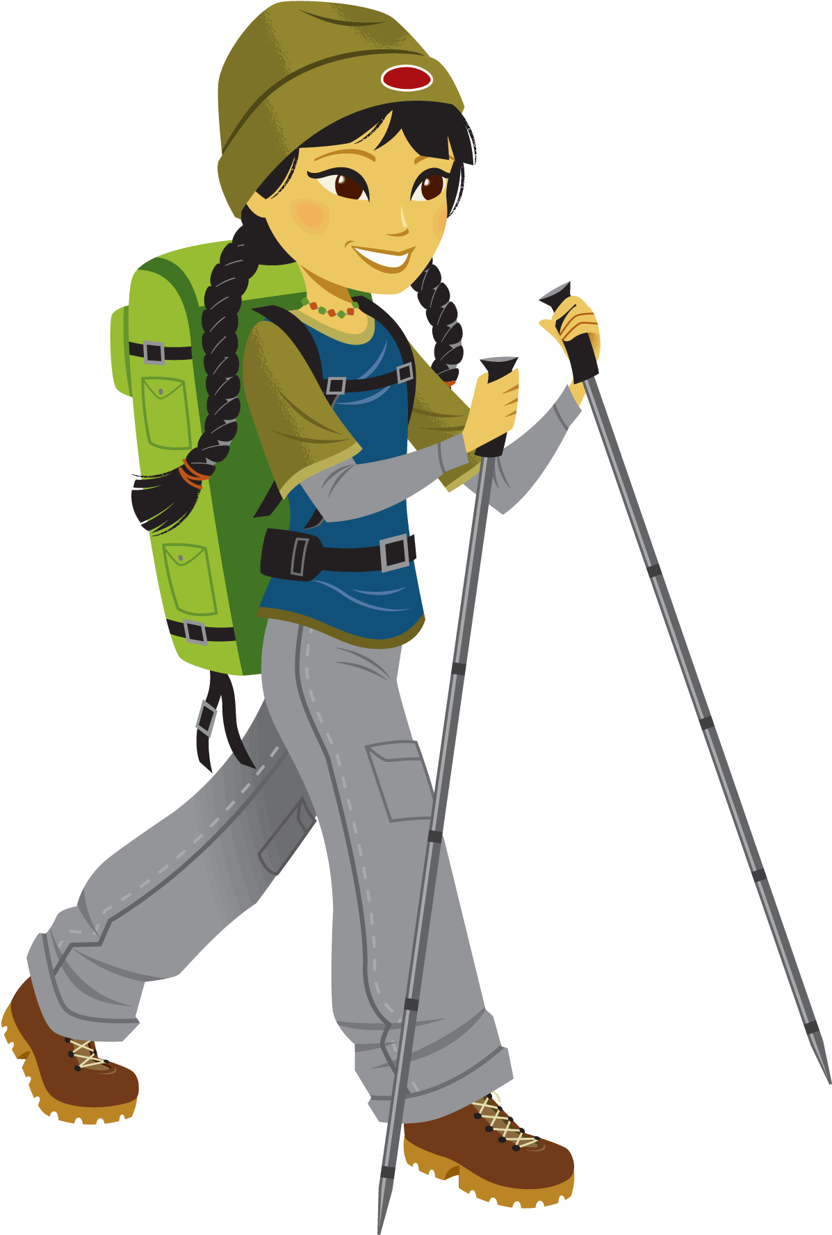 Animated Hikerwith Trekking Poles PNG image