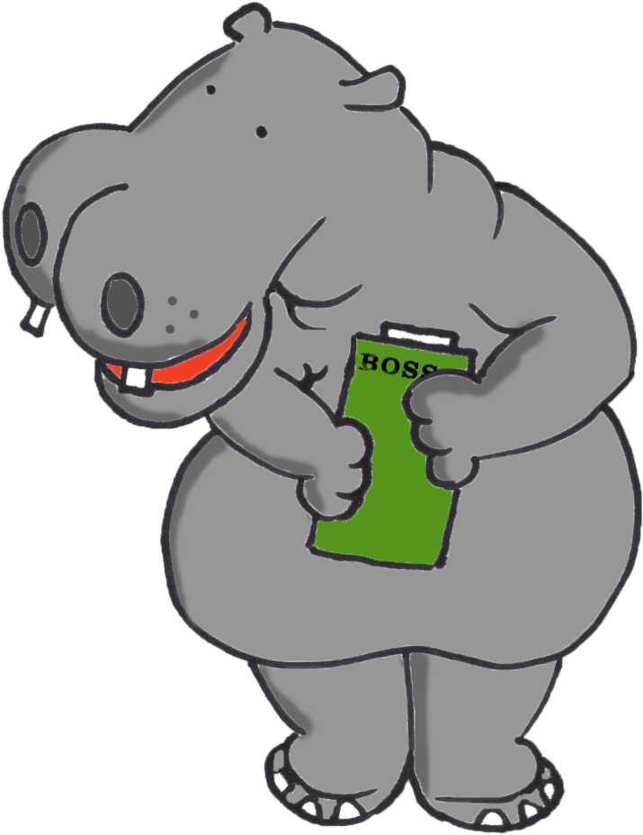 Animated Hippo Holding Book PNG image