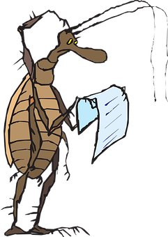 Animated Insect Reading Paper PNG image