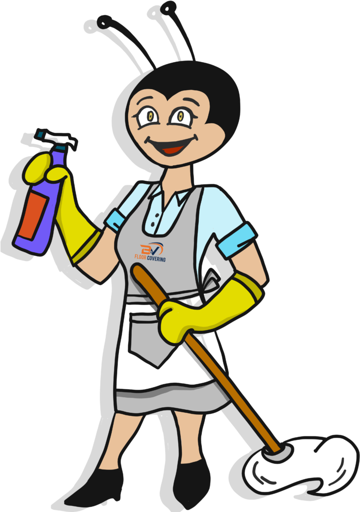 Animated Janitor Bee Cleaning Illustration PNG image