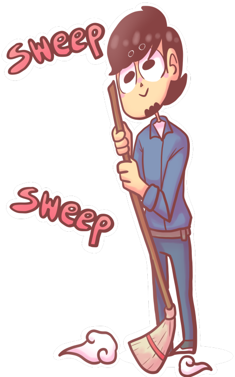 Animated Janitor Sweeping Floor PNG image
