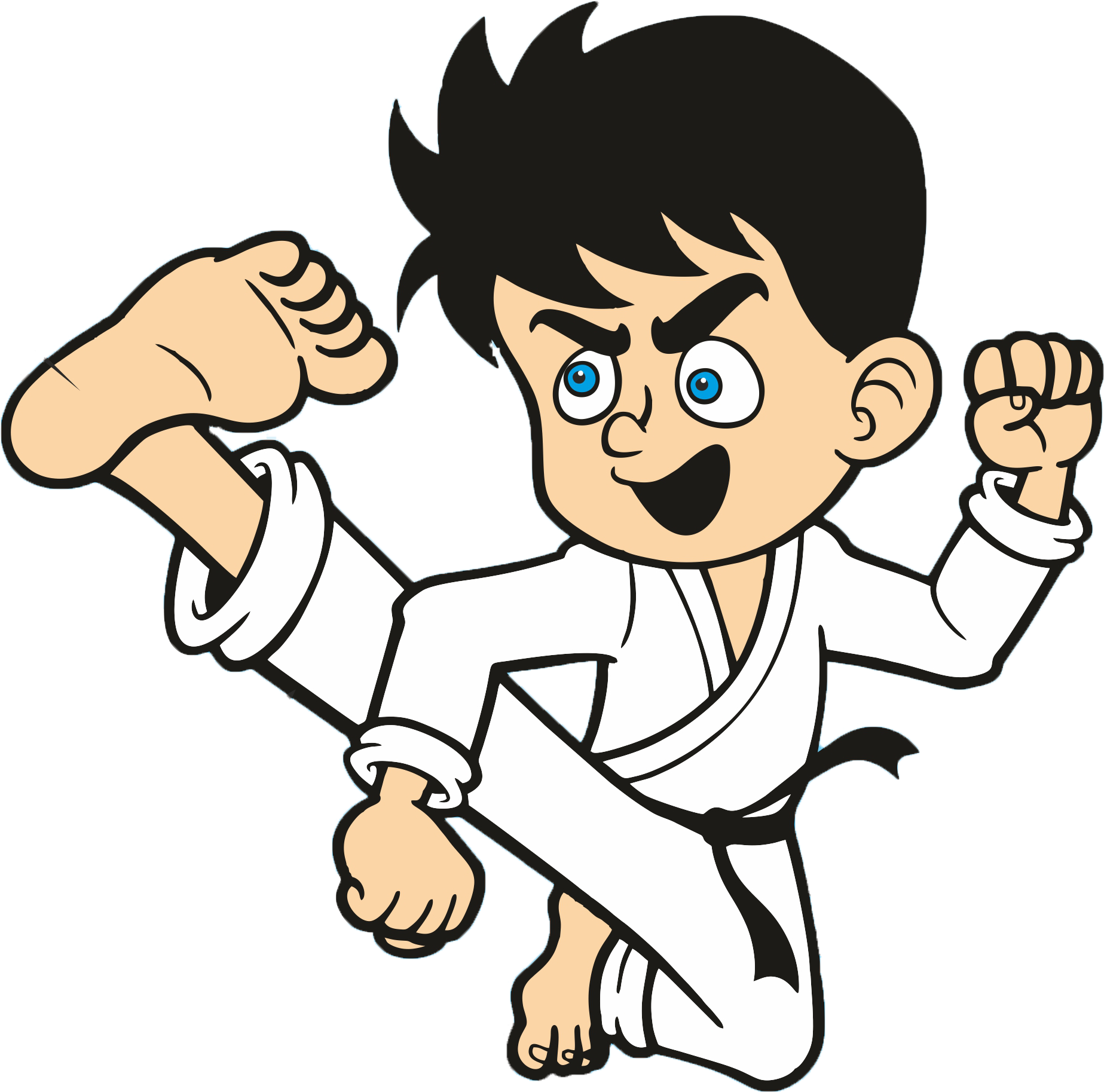 Animated Karate Kid Action Pose PNG image