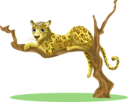 Animated Leopard On Tree Branch PNG image