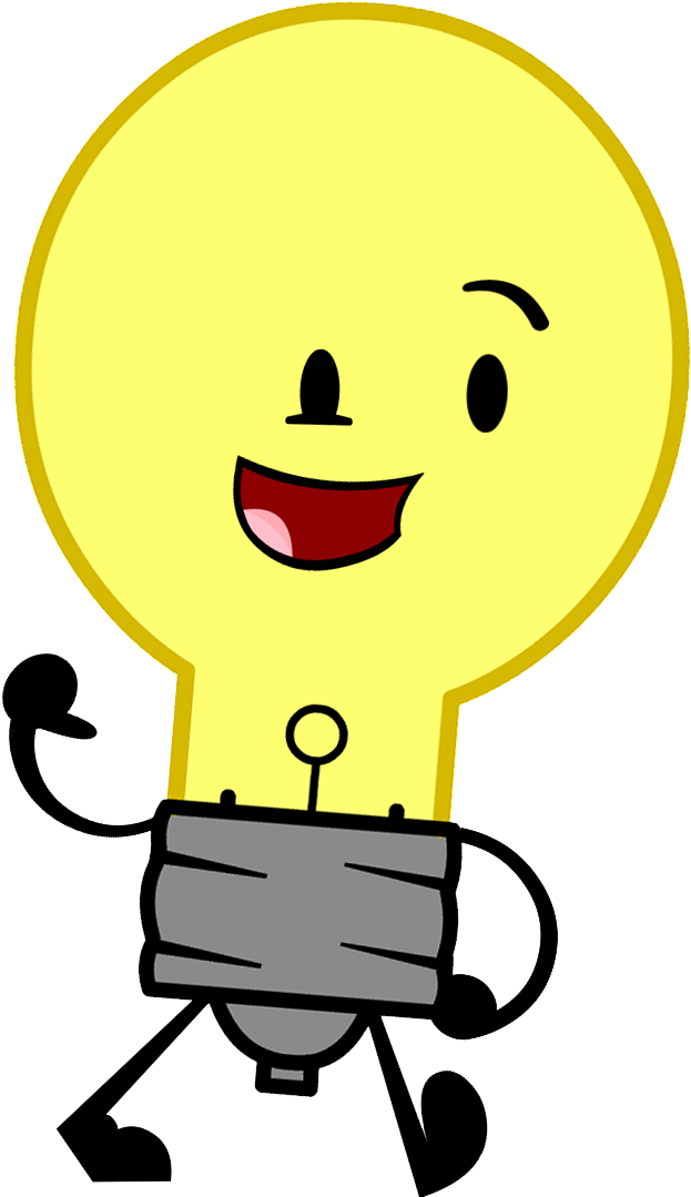Animated Lightbulb Character Smiling PNG image
