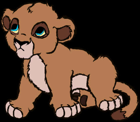Animated Lion Cub Illustration PNG image