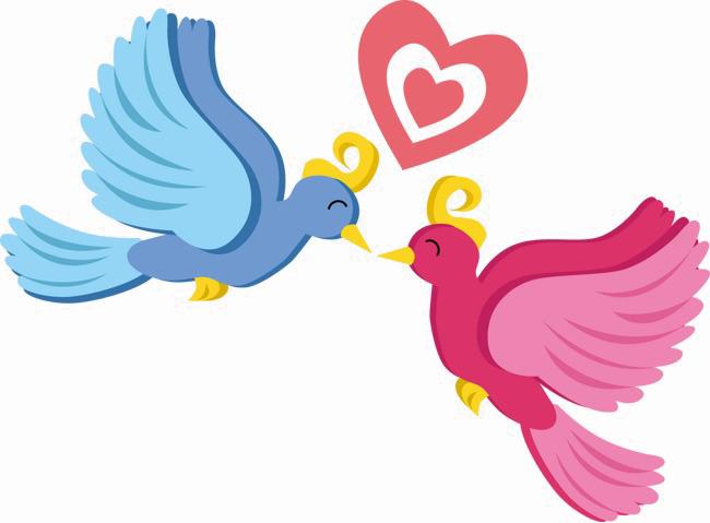 Animated Love Birds With Heart PNG image