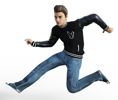 Animated Man Running Action Pose PNG image