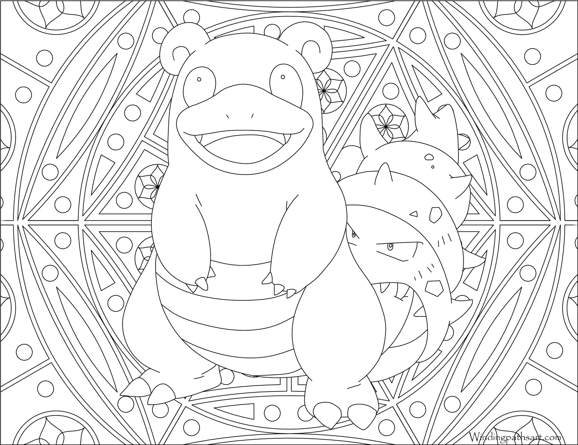 Animated Monsters Coloring Page PNG image