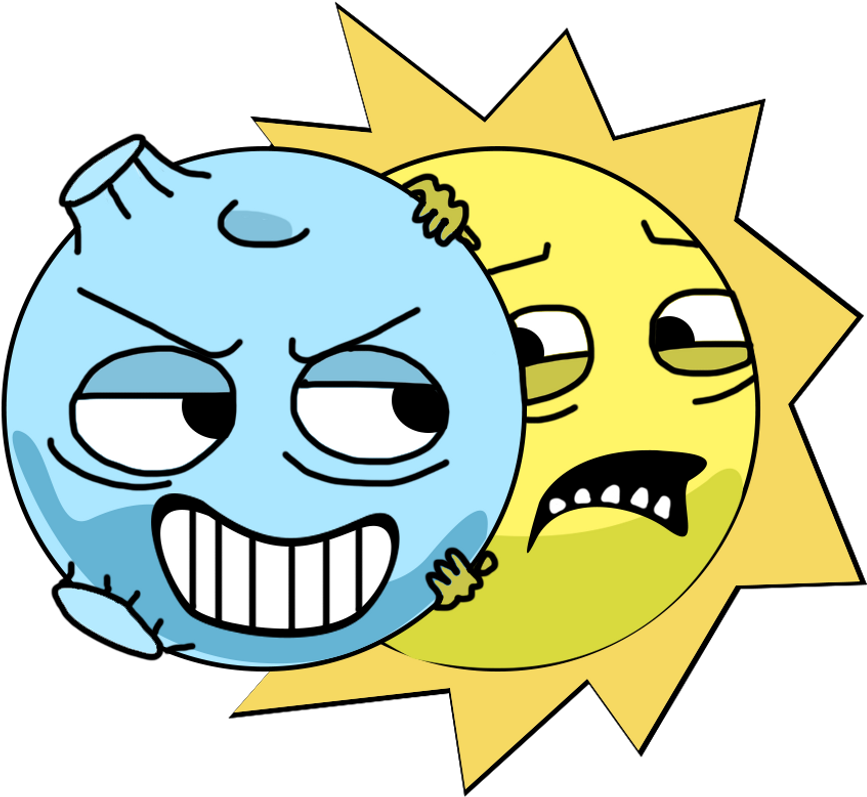 Animated Moonand Sun Characters PNG image