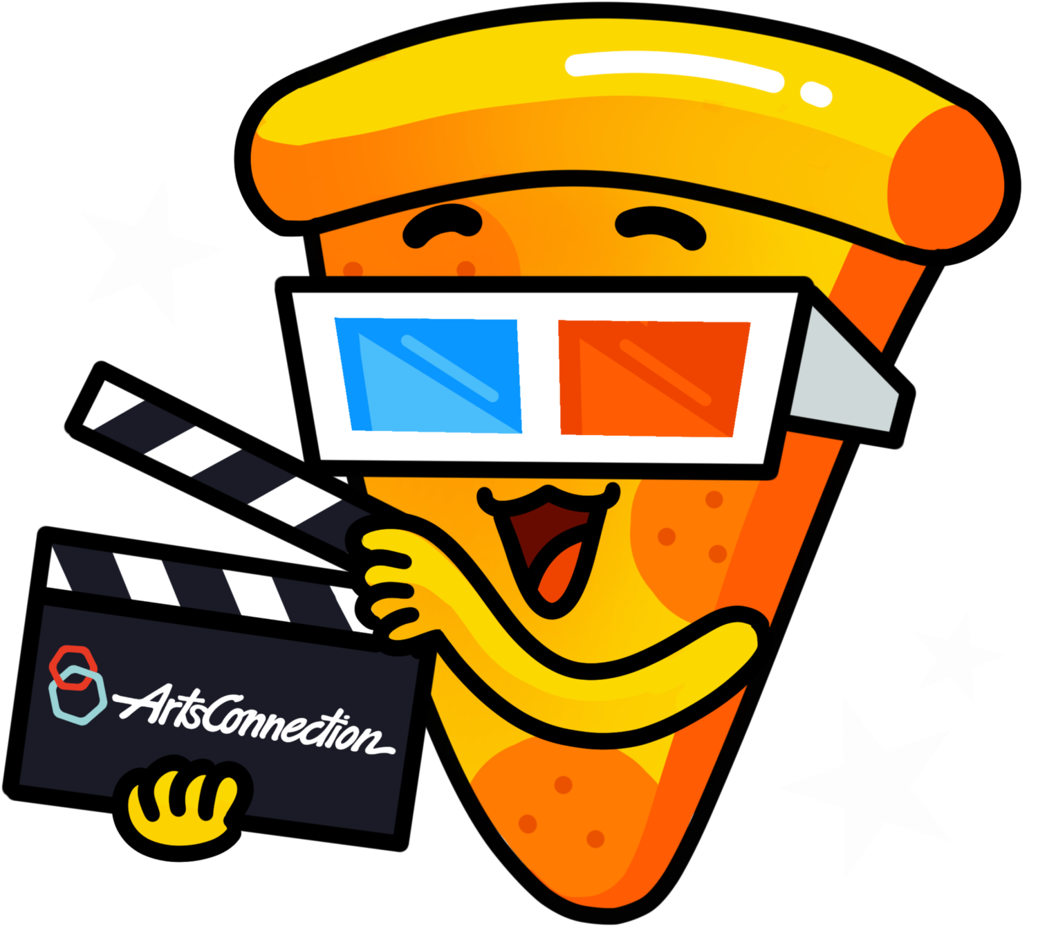 Animated Movie Enthusiast Pizza Slice PNG image