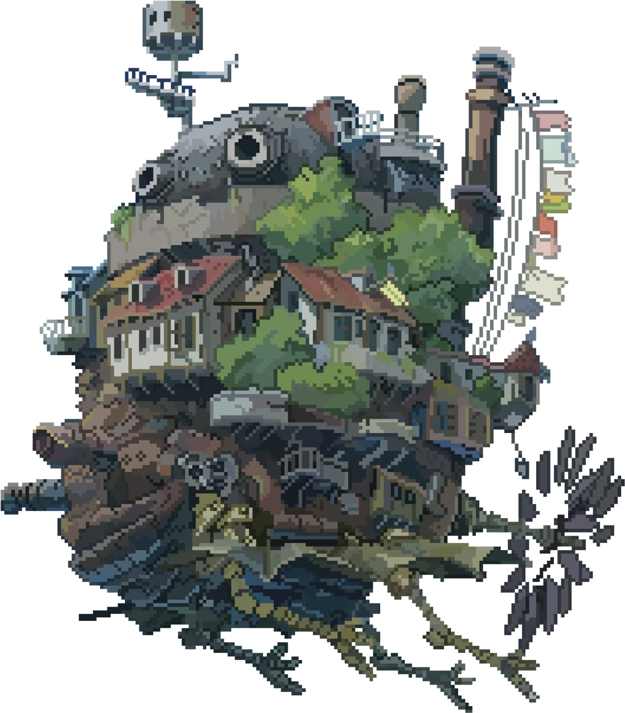 Animated Moving Castle Pixel Art PNG image