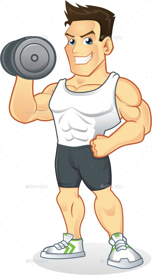 Animated Muscular Man Lifting Dumbbell PNG image