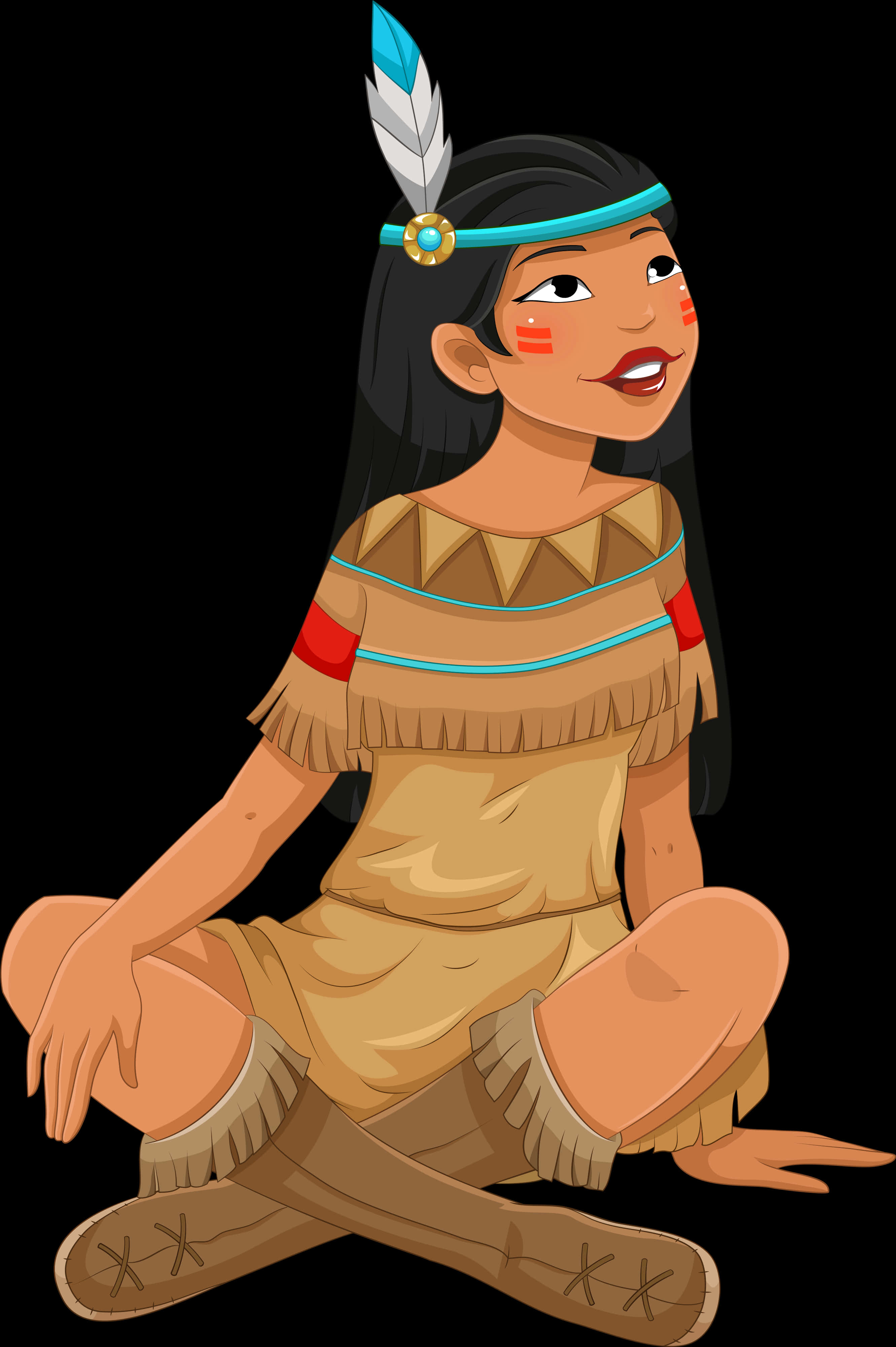 Animated_ Native_ American_ Girl_ Character PNG image