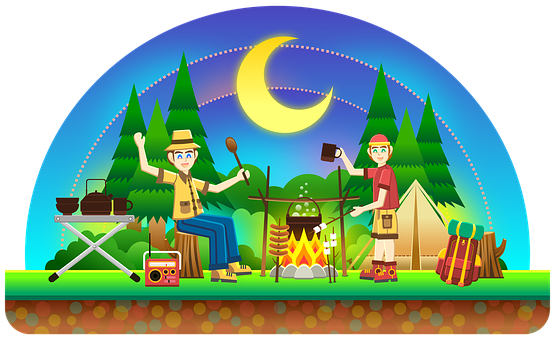 Animated Nighttime Camping Adventure PNG image