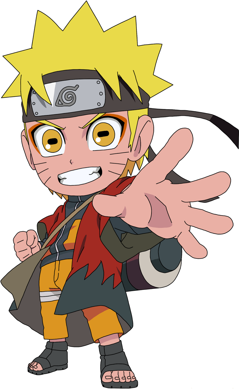 Animated Ninja Character Reaching Out PNG image