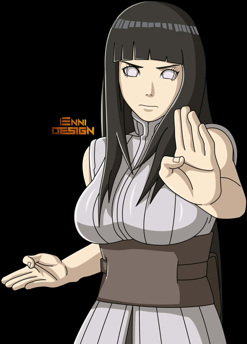 Animated Ninja Girl Hand Signs PNG image