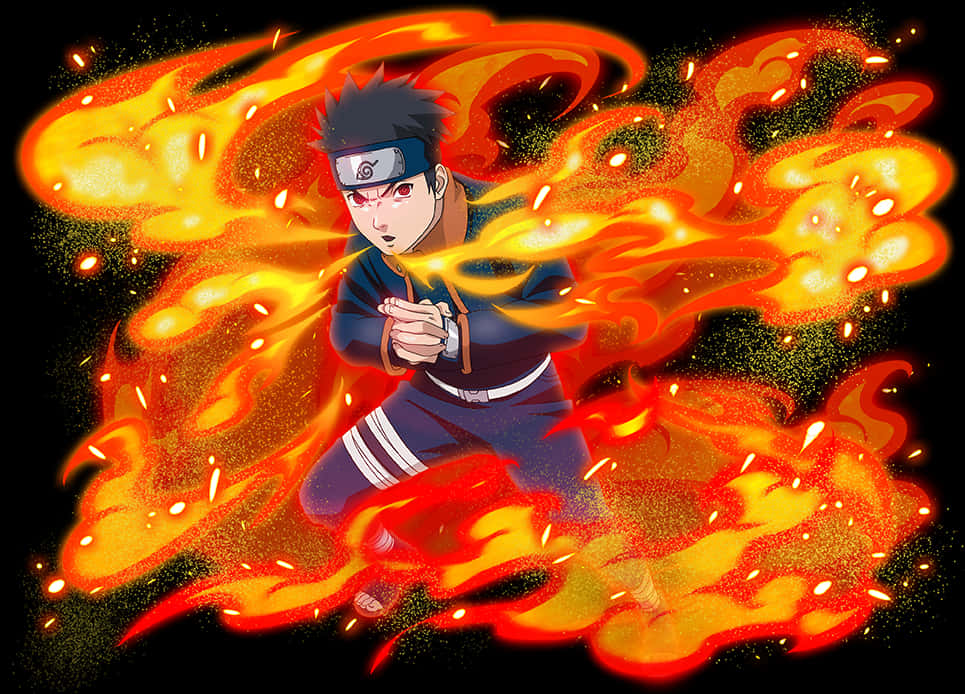 Animated Ninjawith Fire Technique PNG image