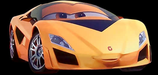 Animated Orange Sports Car Character PNG image