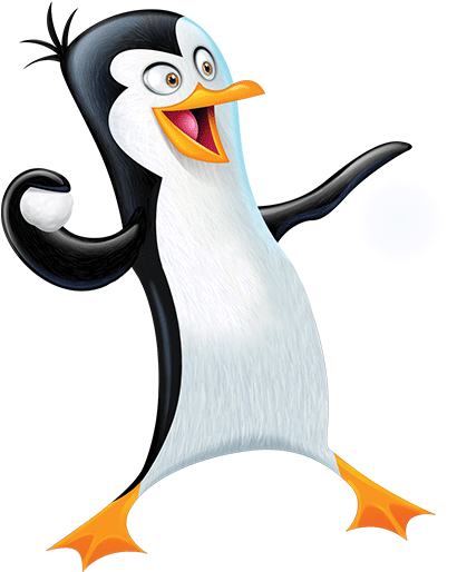 Animated Penguin Character Waving PNG image