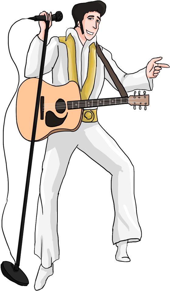 Animated Performer With Guitarand Microphone PNG image