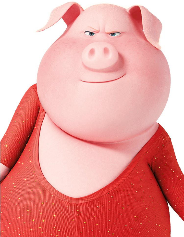 Animated Pig Character Red Shirt PNG image