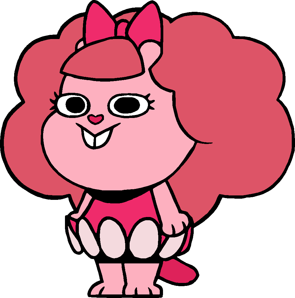 Animated Pink Character With Bow PNG image
